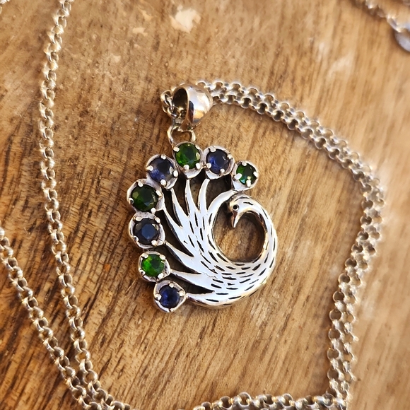 Lori Bonn Gemstone Sterling Silver Peacock Necklace - Picture 3 of 4